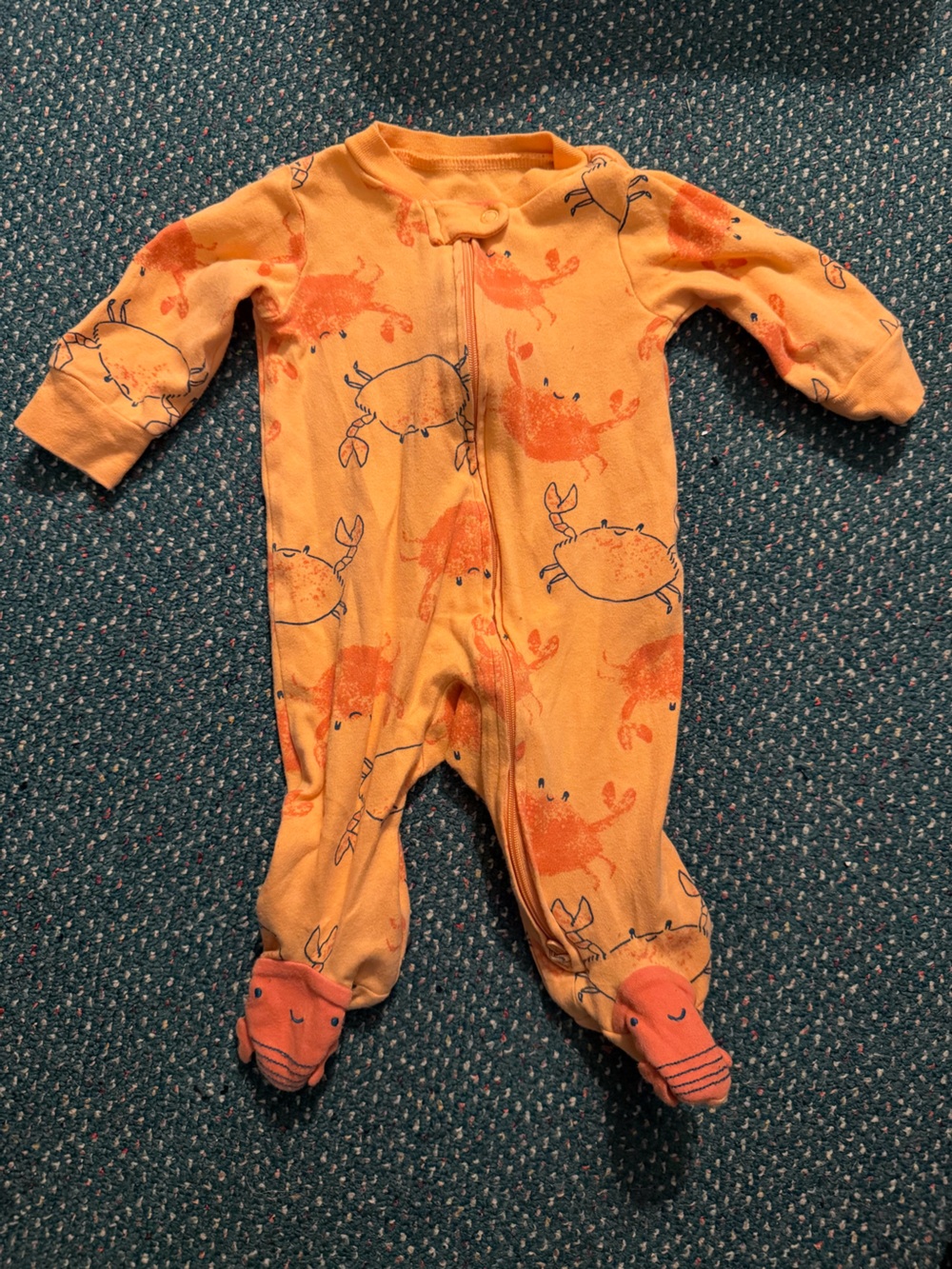 Just One You by Carter's Orange Crab Print Footie 3 month baby cotton